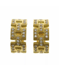 Cartier Maillon Panthere 3 Row Diamond 18KT Yellow Gold Earrings