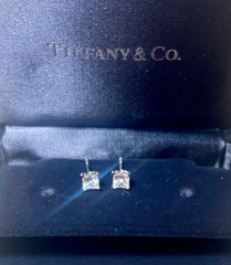 Tiffany & Co. .78ct Diamond Princess Platinum Ear Studs
