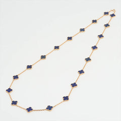 Van Cleef & Arpels Lapis Lazuli Vintage Alhambra 20 Motif 18Kt Yellow Gold Necklace