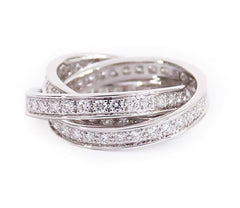 Cartier Diamond Trinity 18KT White Gold Ring Size #51/ US 5.5