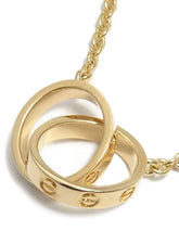 Cartier Baby Love 18KT Gold Interlocking Love Rings Necklace
