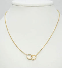 Cartier Baby Love 18KT Gold Interlocking Love Rings Necklace