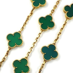 Rare Van Cleef & Arpels Chrysoprase 20 Motif Vintage Alhambra Necklace