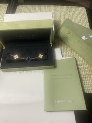 Van Cleef & Arpels Vintage Alhambra Diamond Sevres Porcelain 18KT Yellow Gold Bracelet