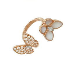 Van Cleef & Arpels Diamond Two Butterfly Rose Gold Ring