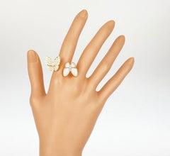 Van Cleef & Arpels Diamond Two Butterfly Rose Gold Ring