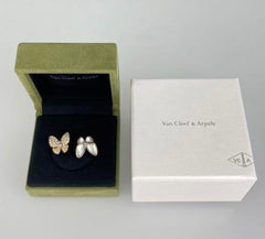 Van Cleef & Arpels Diamond Two Butterfly Rose Gold Ring