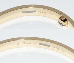 Cartier 18KT Yellow Gold Love Bracelet Size 17 New Screw Sysytem