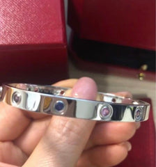Cartier Multi Color Gemstone Rainbow White Gold Love Bracelet