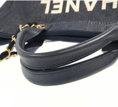 CHANEL Denim & Leather Deauville GM Tote Handbag