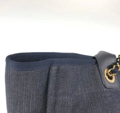 CHANEL Denim & Leather Deauville GM Tote Handbag