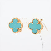 Van Cleef & Arpels Turquoise 18KT Yellow Gold Vintage Alhambra Ear Studs