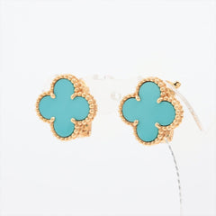Van Cleef & Arpels Turquoise 18KT Yellow Gold Vintage Alhambra Ear Studs