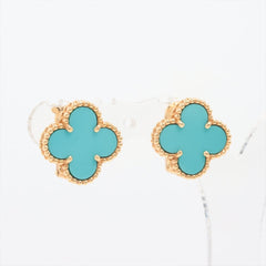 Van Cleef & Arpels Turquoise 18KT Yellow Gold Vintage Alhambra Ear Studs