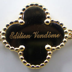 Rare Van Cleef & Arpels Paris Vendome Vintage Alhambra Diamond Blue Porcelain Necklace