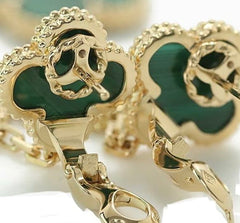 Van Cleef & Arpels Diamond Malachite Vintage Alhambra 3- Tiered Earrings