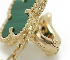 Van Cleef & Arpels Diamond Malachite Vintage Alhambra 3- Tiered Earrings