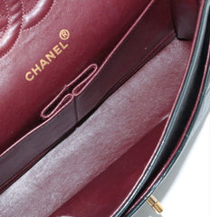 CHANEL Vintage Black Lambskin Leather Medium Double Flap w/ 24KT Gold Hardware