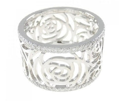 CHANEL Ajoure Camelia Flowers White Gold Ring