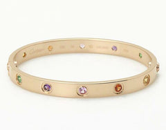 Cartier Rainbow Multi-Color Gemstone Love Bracelet, Size 16
