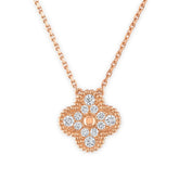 Van Cleef Arpels Vintage Alhambra Diamond Pendant Necklace, Rose Gold