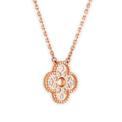 Van Cleef Arpels Vintage Alhambra Diamond Pendant Necklace, Rose Gold