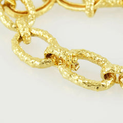 Van Cleef & Arpels 18KT Yellow Gold Large Textured Oval Link Bracelet