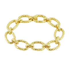 Van Cleef & Arpels 18KT Yellow Gold Large Textured Oval Link Bracelet