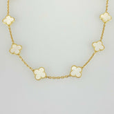 Van Cleef & Arpels Mother of Pearl 18KT Yellow Gold Vintage Alhambra 9-motif Necklace