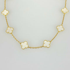 Van Cleef & Arpels Mother of Pearl 18KT Yellow Gold Vintage Alhambra 9-motif Necklace