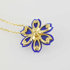 Van Cleef & Arpels Lapis lazuli diamond 18K Y/G Rose de Noel Necklace
