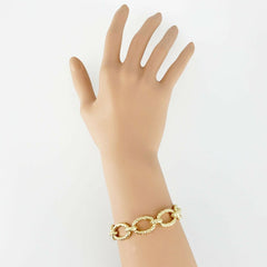 Van Cleef & Arpels 18KT Yellow Gold Large Textured Oval Link Bracelet