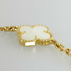 Van Cleef & Arpels Mother of Pearl 18KT Yellow Gold Vintage Alhambra 9-motif Necklace