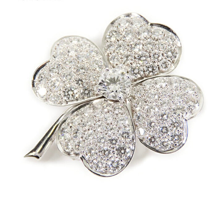 Van Cleef & Arpels Diamond Cosmos Clip in 18KT White Gold, Large Model