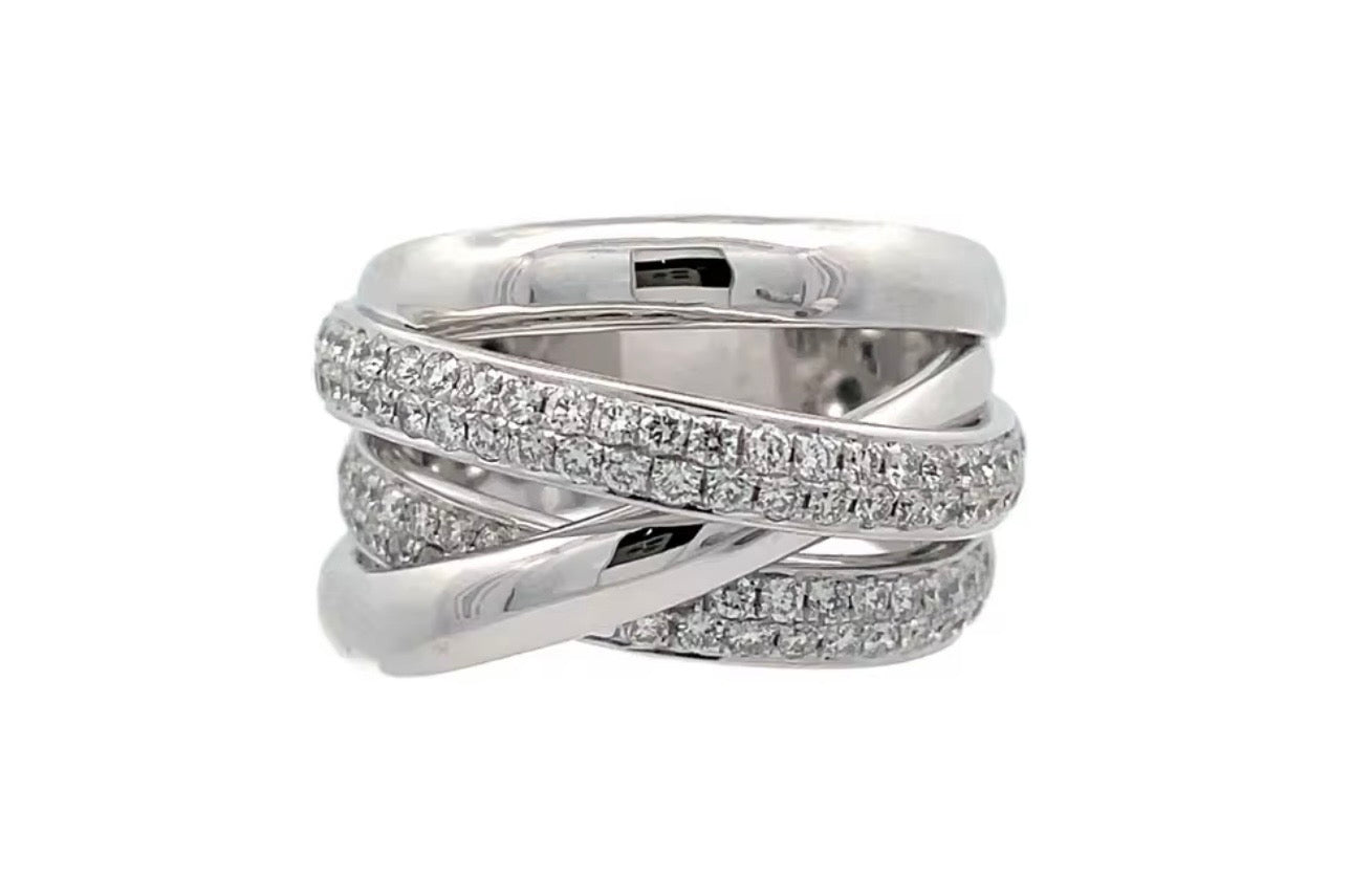 Sabrina Marie Designs 18Kt Gold & Diamond Cross-Band Sassy Collection Bold Ring