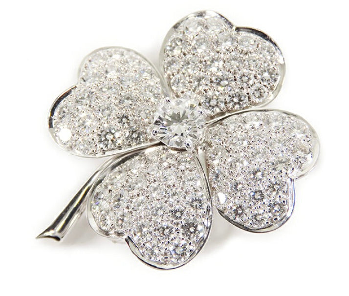 Van Cleef & Arpels Diamond Cosmos Clip in 18KT White Gold, Large Model