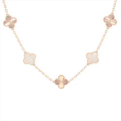 Van Cleef & Arpels Limited Edition Guilloche & Mother of Pearl 20 Vintage Alhambra Necklace