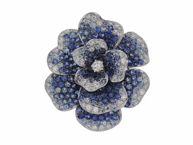 Sabrina Marie Fluer de Elegante 18KT Gold & Diamond & Sapphires Flower Motif Ring