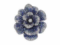 Sabrina Marie Fluer de Elegante 18KT Gold & Diamond & Sapphires Flower Motif Ring