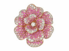 Sabrina Marie Fluer de Elegante 18KT Gold & Diamond & Sapphires Flower Motif Ring