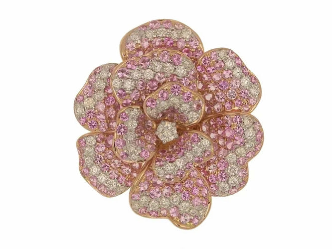 Sabrina Marie Fluer de Elegante 18KT Gold & Diamond & Sapphires Flower Motif Ring