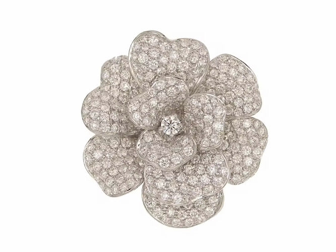 Sabrina Marie Fluer de Elegante 18KT Gold & Diamond & Sapphires Flower Motif Ring