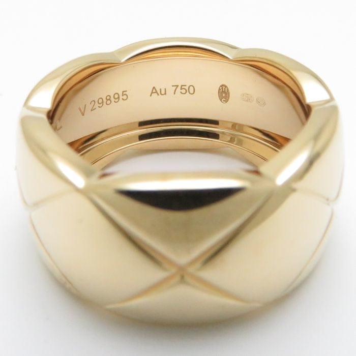 CHANEL Matelasse CoCo Crush Quilted 18KT Yellow Gold Ring 7.5