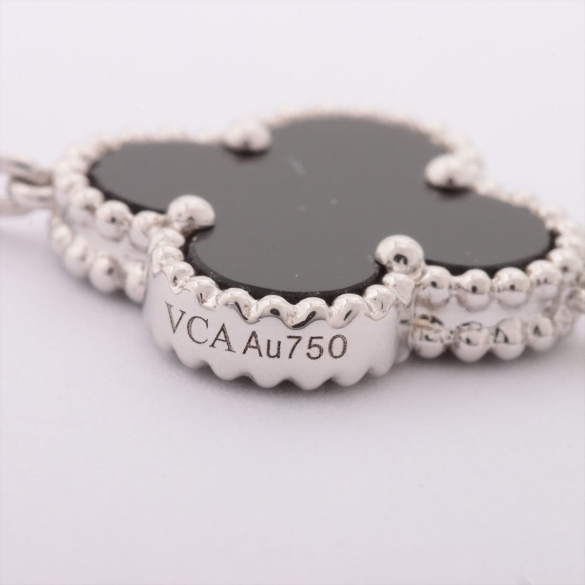 Van Cleef & Arpels Diamond & Onyx Vintage Alhambra 20 Motif 18KT White Gold Necklace
