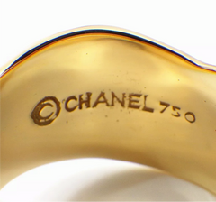 CHANEL Diamond Bolduc 18KT Yellow Fold Ring Size 7