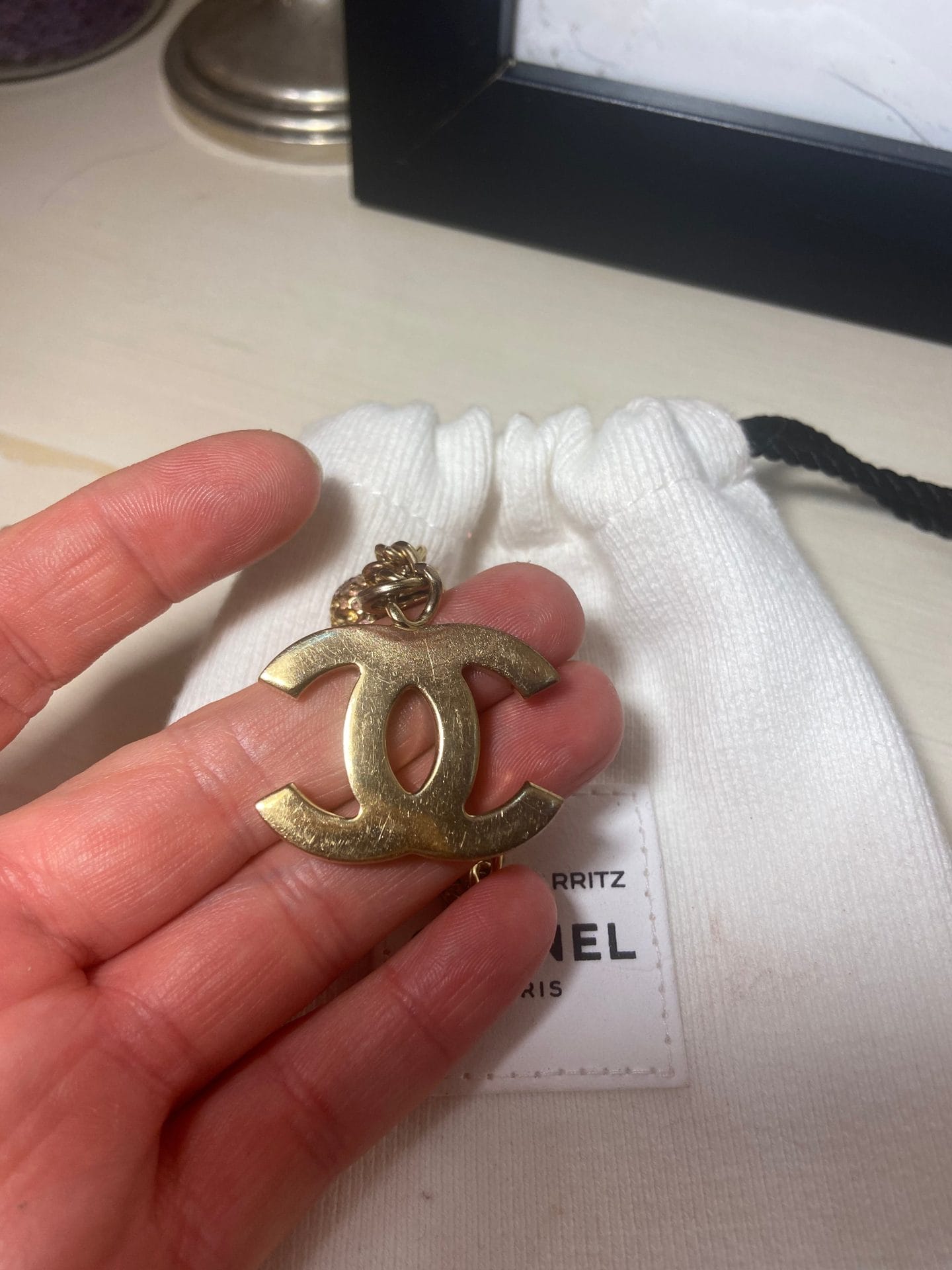 CHANEL Vintage CC Logo 24KT Gold Plated Bracelet w/ Charm