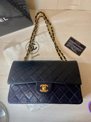 CHANEL Black Lambskin GHW Double Flap Bag