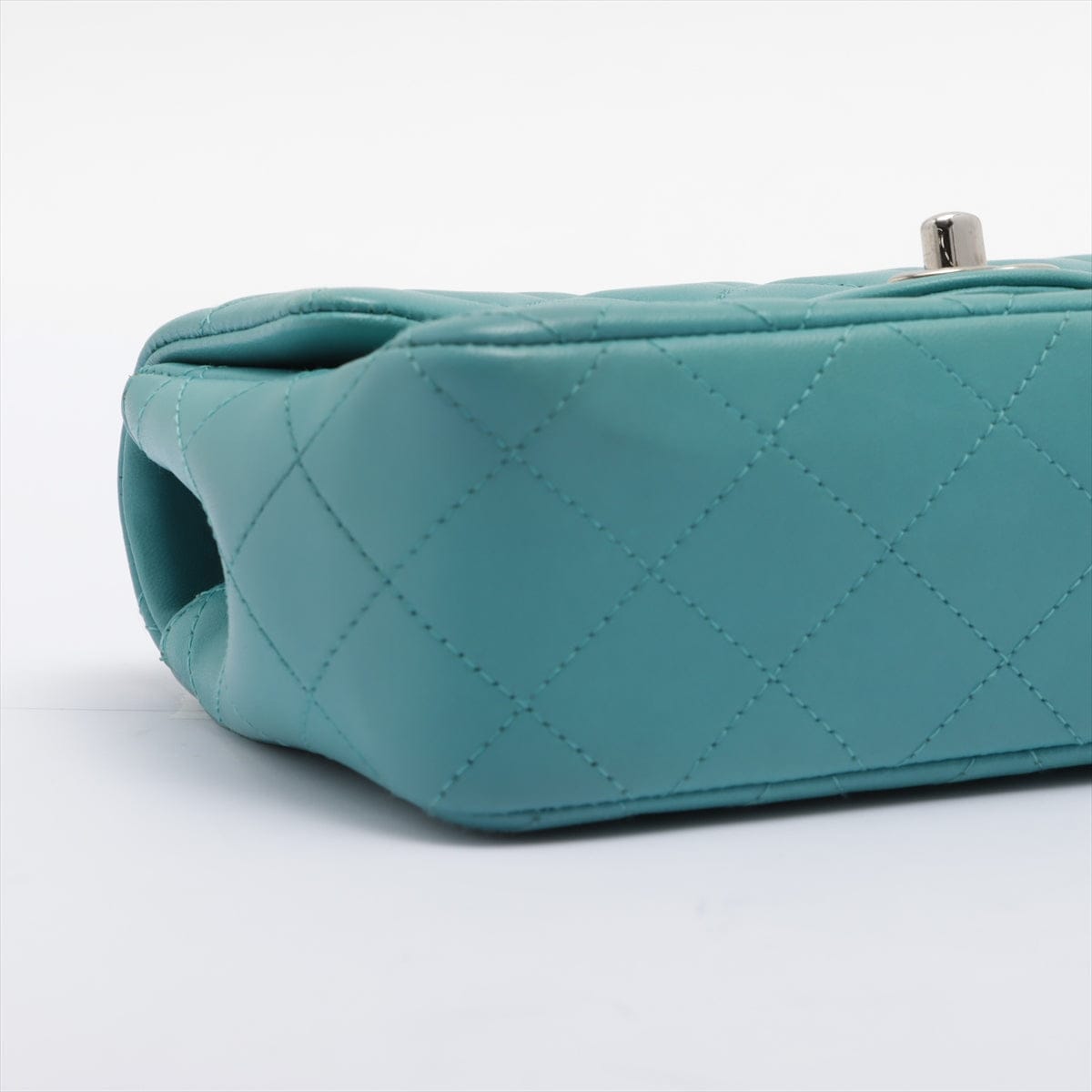 CHANEL Teal Blue Quilted Lambskin Leather Mini Bag