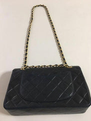 CHANEL Black Lambskin 24KT Gold Hardware 25 Quilted Leather Handbag / Crossbody