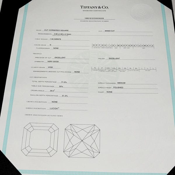 Tiffany & Co. 2.08ct Diamond Lucida G/ VVS2 Platinum Earstuds